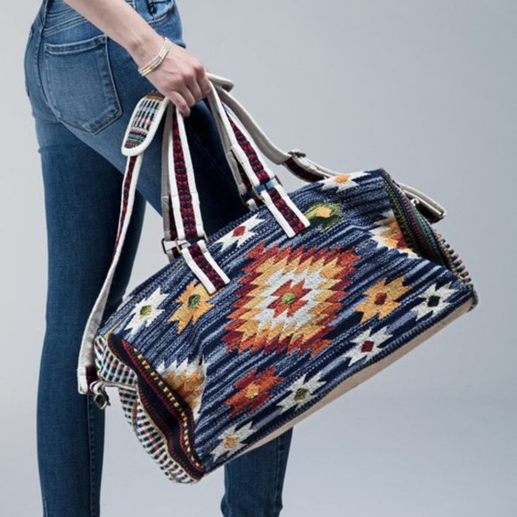 Ruggine, Bags, Boho Travel Bag Navajo Aztec Southwestern Design Handmade  Fully Fine Cotton